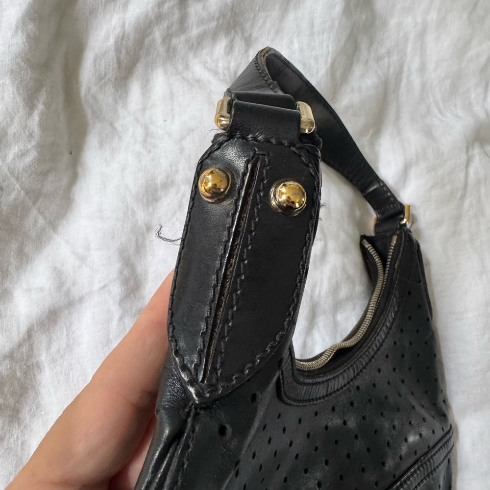 Gucci authentic Black Perforated Leather Amalfi Hobo Bag gold hardware - Picture 6 of 16